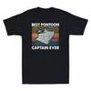Pontoon Vintage Tee Humor Ever Captain Funny Gift Unisexs Best Boat Cotton TShirt