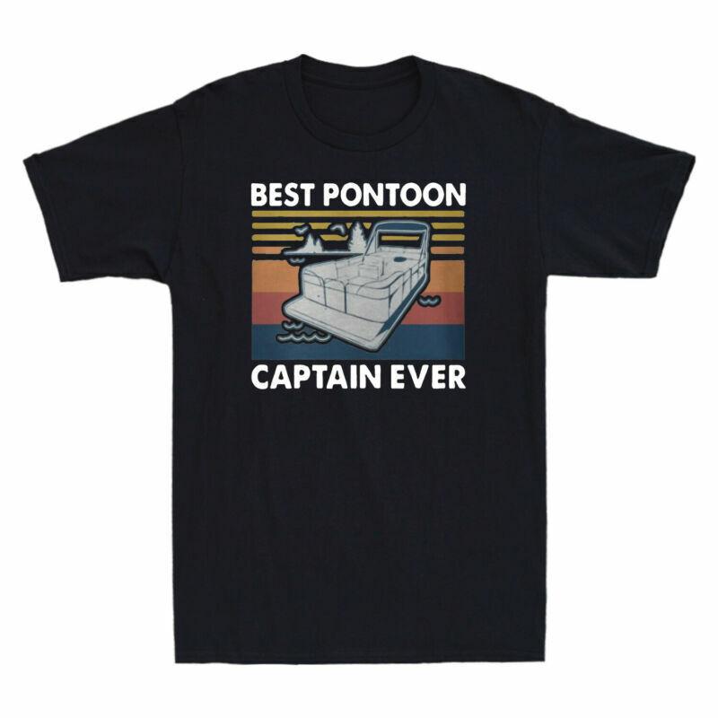 Pontoon Vintage Tee Humor Ever Captain Funny Gift Unisexs Best Boat Cotton TShirt S