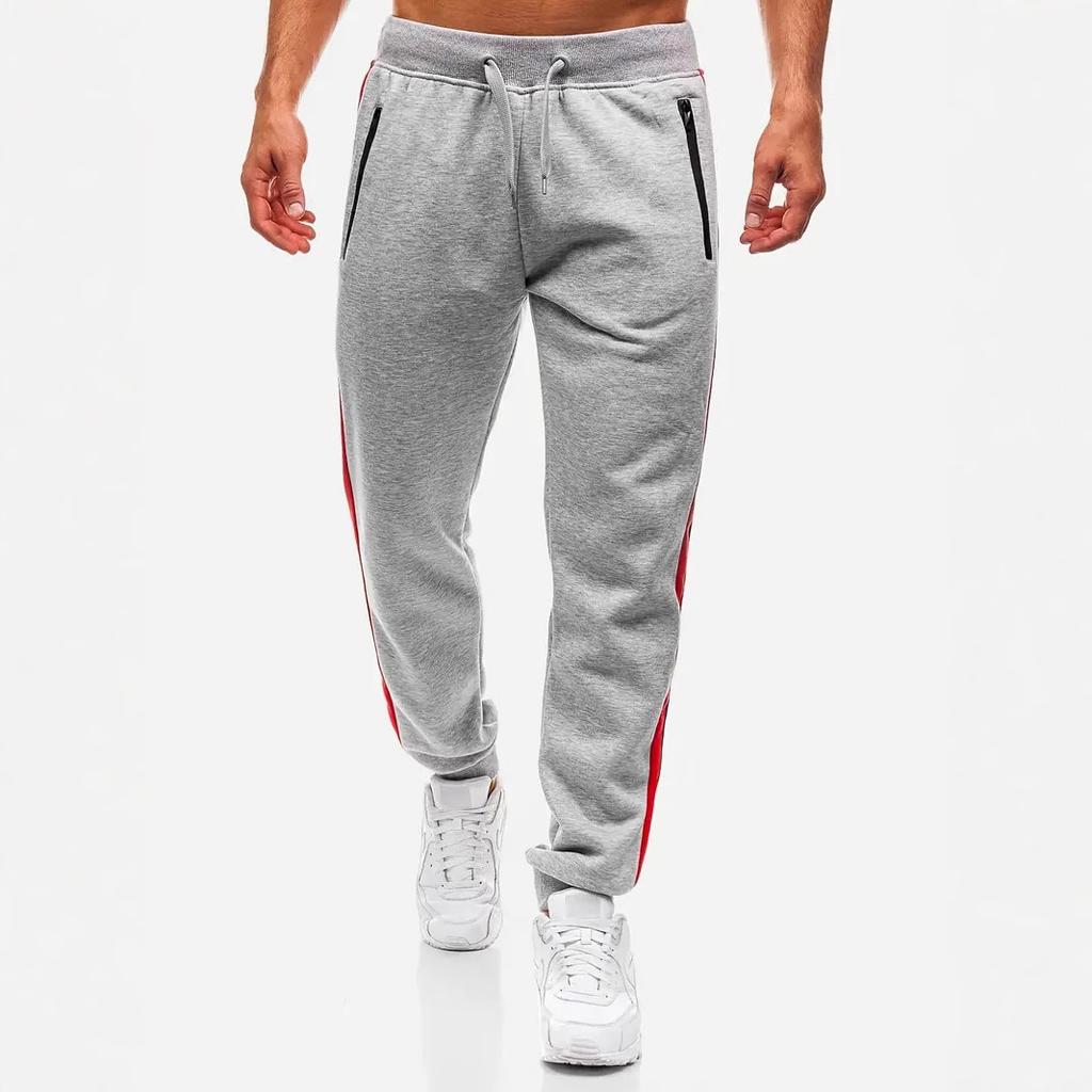 Men's Sports Trousers Zip Pockets Side-seamed Design Mid-rise Loose-fit Sports Trousers