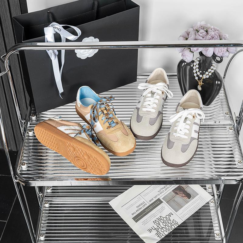 Brown German Training Shoes Women's Autumn Classic Retro Flat-bottomed Color Matching Forrest Gump Shoes Versatile Soft-soled Casual Sports Litt