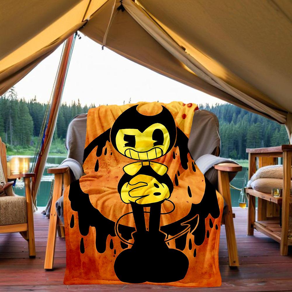 

1PC Bendy Ink Outdoor Flannel Throw Blanket HD Printed Lightweight Soft Warm All Season Blanket for Sofa, Bed, Travel 80x120cm