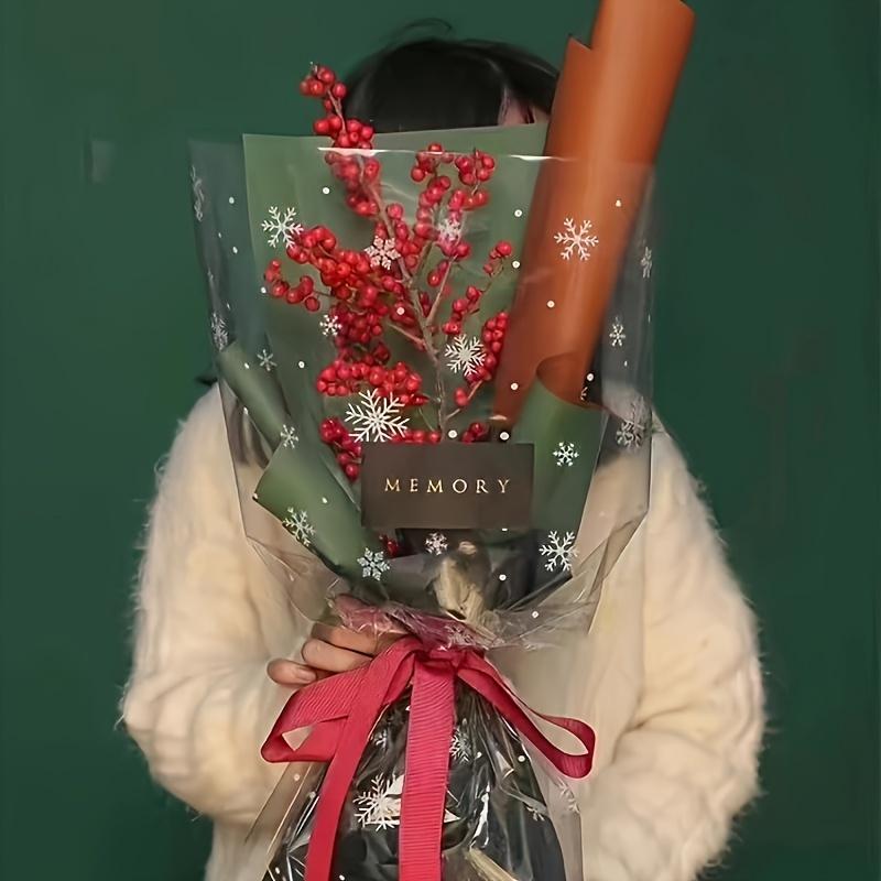 2Packs 20Pcs Per Pack Waterproof Transparent Snowflake Cellophane Flower Wrapping Paper Gift Wrapping Paper Flower Bouquet Supplies Gift Packaging