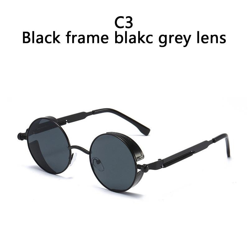 Gothic Steampunk Sunglasses Men Women Vintage Round Metal Frame Punk Style UV400 Sun Glasses Designer Brand