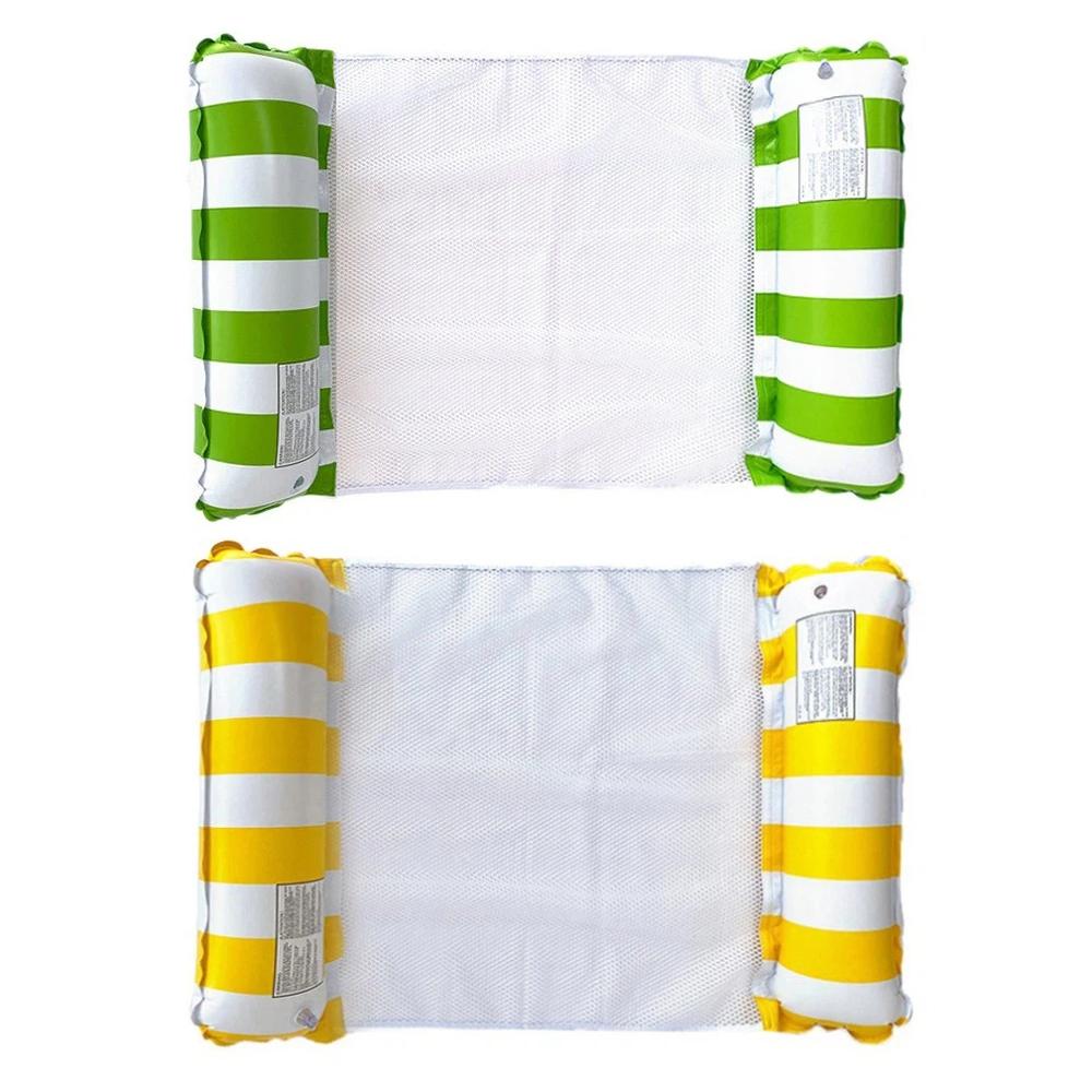 Inflatable Foldable Floating Row Swimming Pool Party Water Hammock Air Mattresses Pvc Stripe Water Floating Inflatable Mat