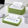 New High Quality Silicone Foldable Tissue Box Free-Retractable Shatter-Proof Tissue Holder Dispenser Green Color Large Capacity