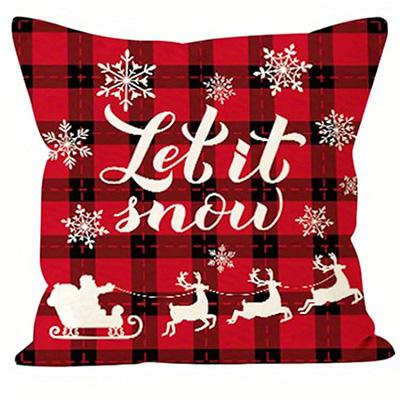 Short Plush Material Pillowcasehome Decor Merry Christmas And Snowflake Pattern Cushions Pattern Cushion Cover Suitable For Sofa