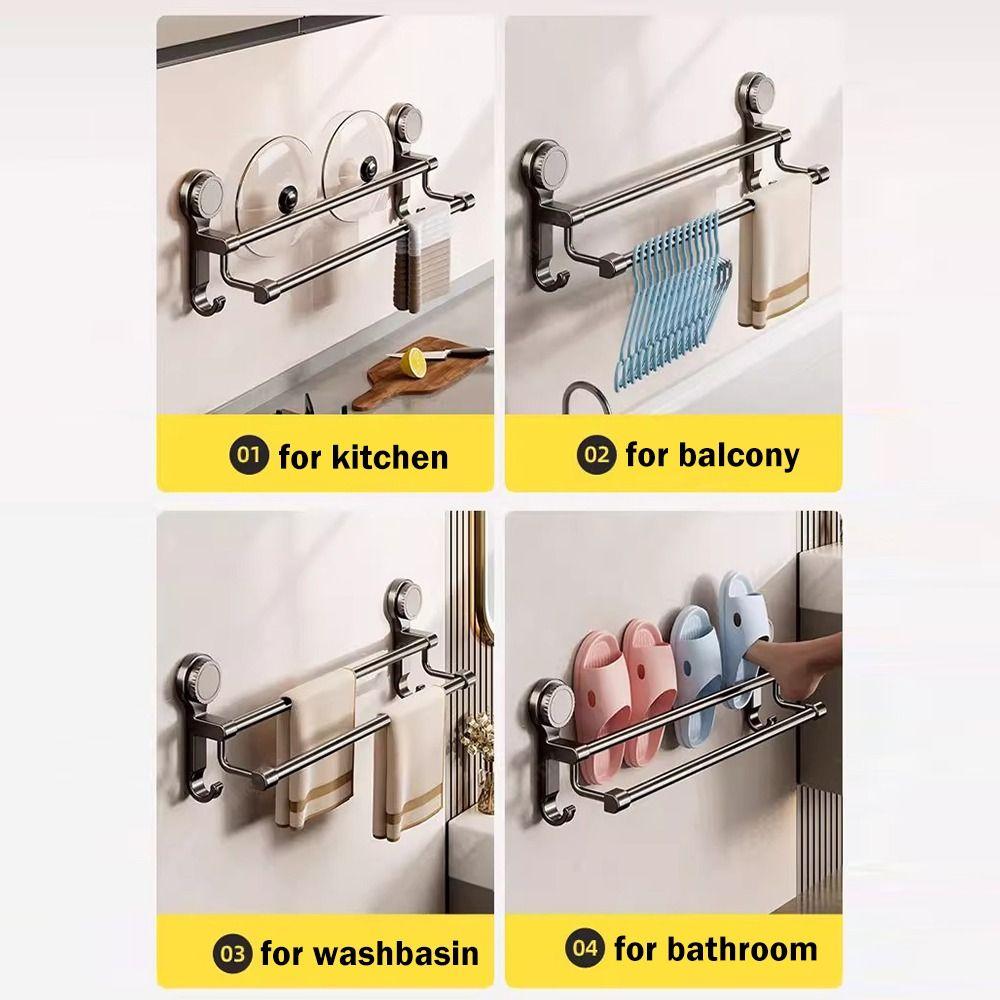 Strong Load Capacity Towel Rack Strong Suction Cups Suction Cup Towel Rack  Bathroom Organization