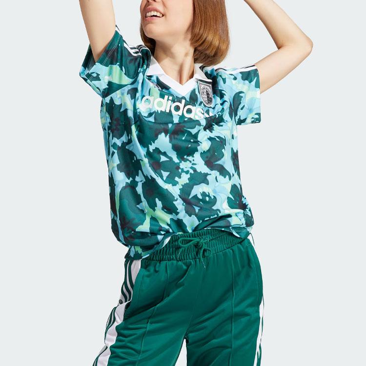 Adidas Originals Trefoil Allover Print Floral Jersey Sports T-Shirt Women Tops Forest-Green IR9809