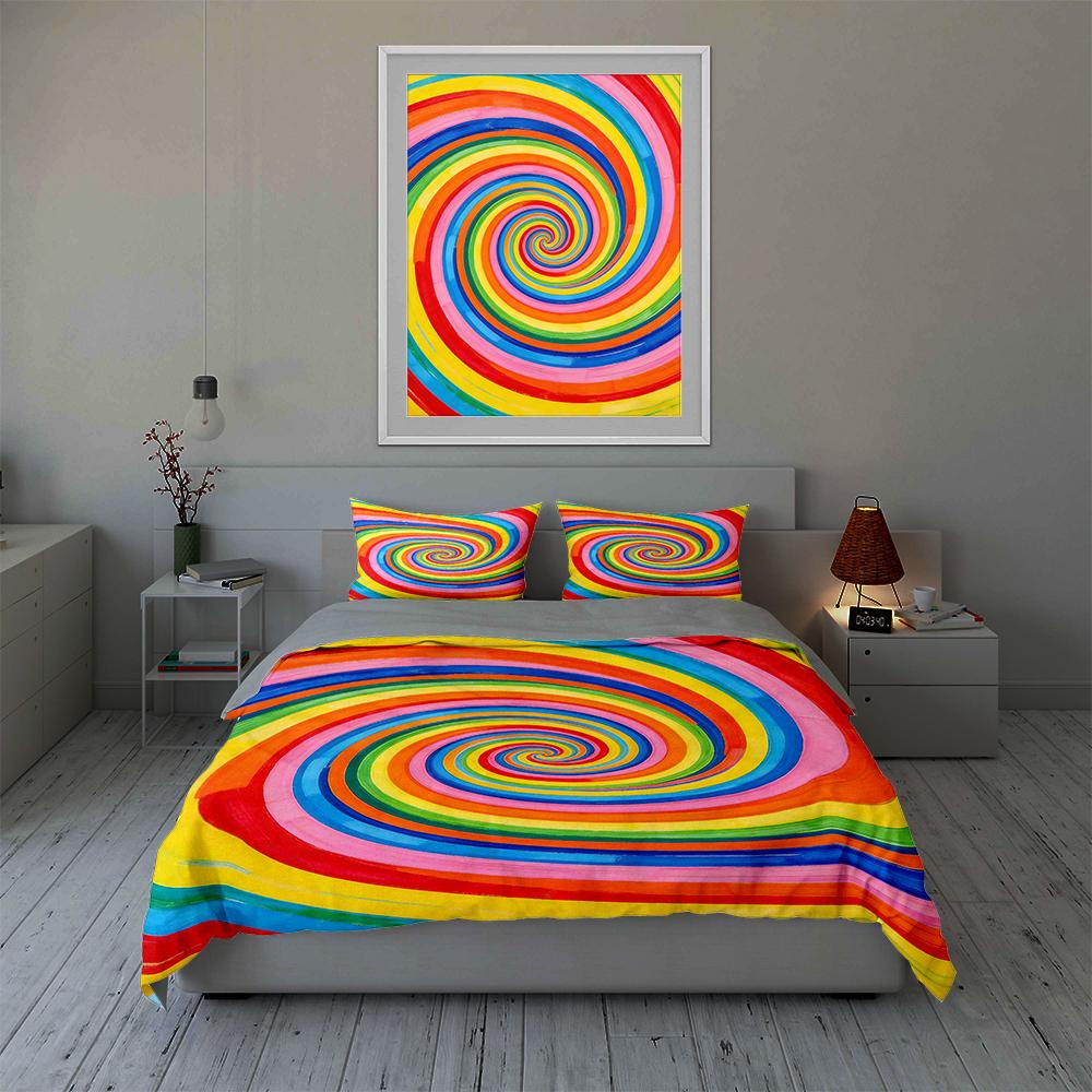 Bunte spiralförmige Wirbel Bettwäsche Bettbezug-Sets Bettbezüge Kissenbezüge Geschenke (1 * Bettbezug 2 * Kissenbezüge, ohne Bettdecke)