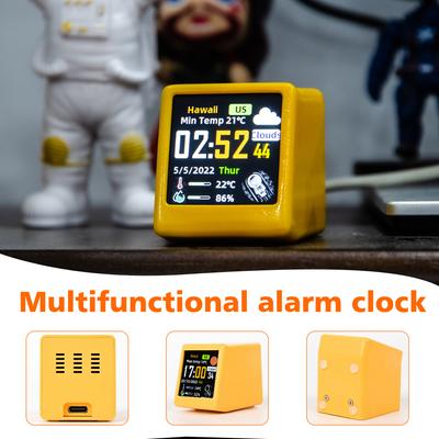 Kleine tragbare Smart Wifi Wetterstation Anzeige Wetter Temperatur Luftfeuchtigkeit Zeit Wecker Desktop Dekoration
