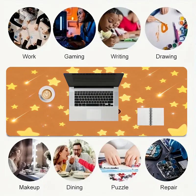 Bear Stars Xl Gaming Mouse Pad Nonslip Rubber Base Stitched Edge Waterproof Desk Mat For Pc Laptop Gamer Office Computer Accessories C92798