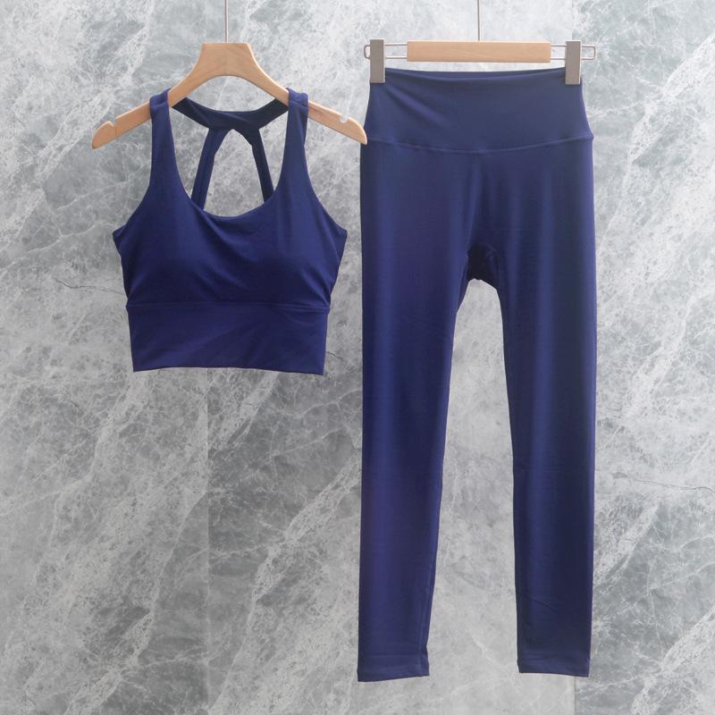Women's Yoga Set: Cross-Back Tank & High-Waist Tummy Control Pants