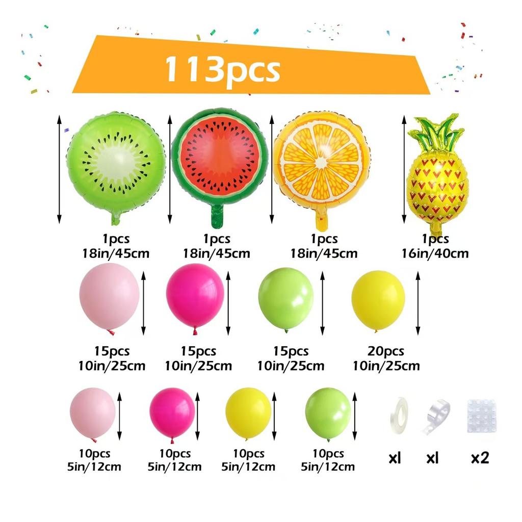 Tropical Hawaiian Balloon Set 113 Watermelon Kiwi Bo Kiwi Aluminum Film Balloon