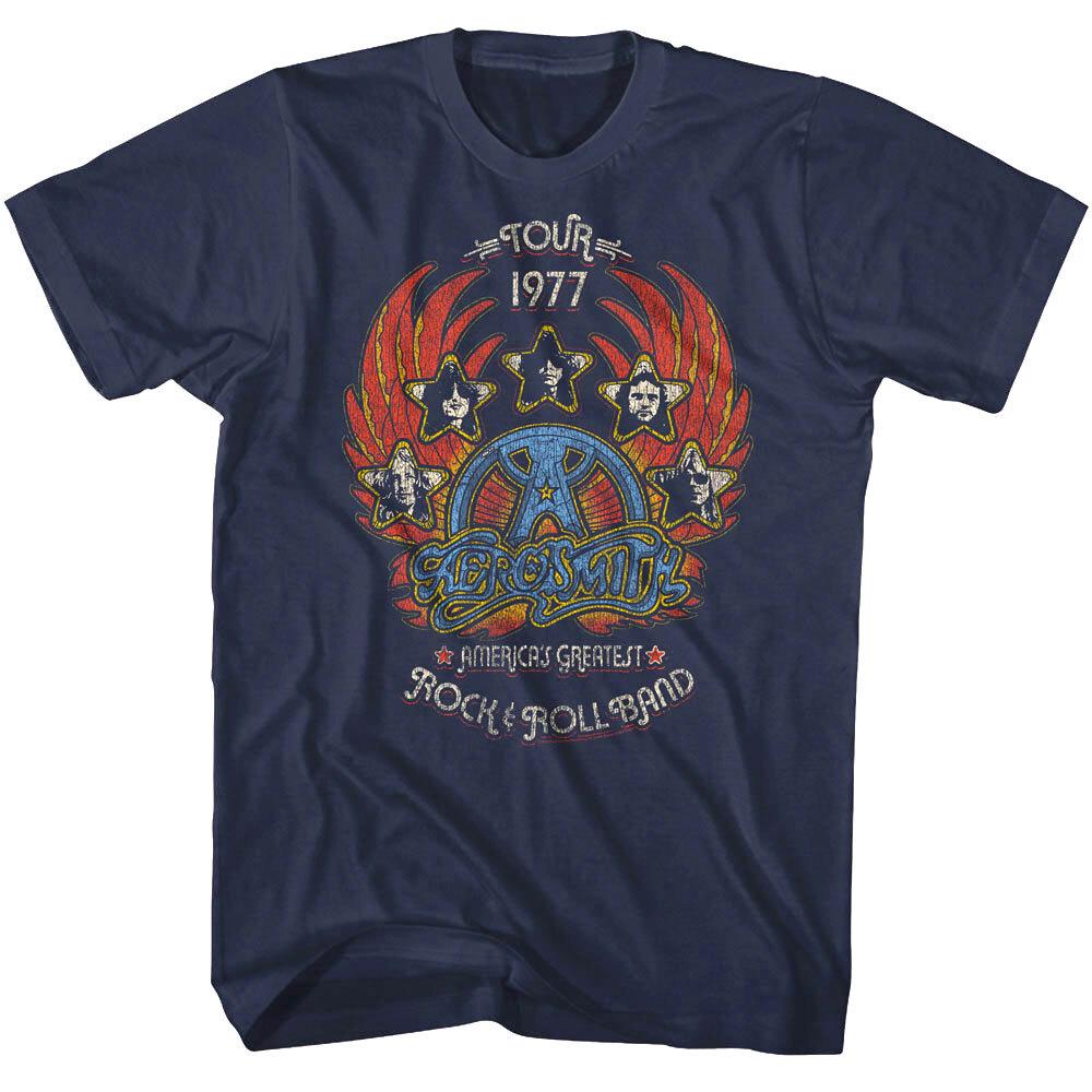 Aerosmith America Greatest Tour 1977 Men T Shirt Rock Roll Band Concert M