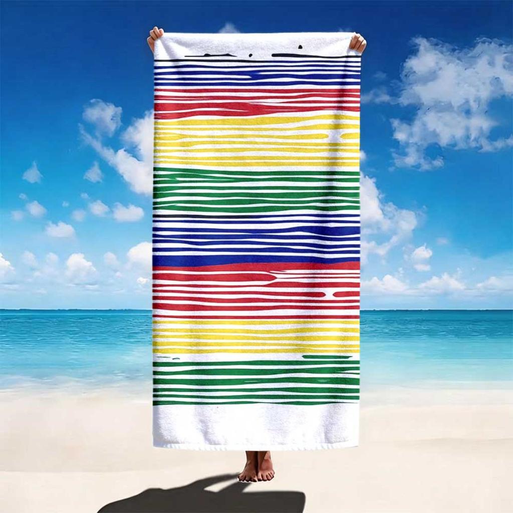 Colorful Stripe Beach Towel Unisex Lightweight Absorbent For Pool Beach Surfing Diving Camping Summer Essential Gift