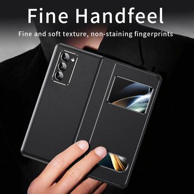 Kratzfeste Litschi-Leder-Modetasche für Samsung Galaxy Z Fold4 Fold 3 5g Fold3 Fold 4 2 Fold2 Zfold4 Handytasche