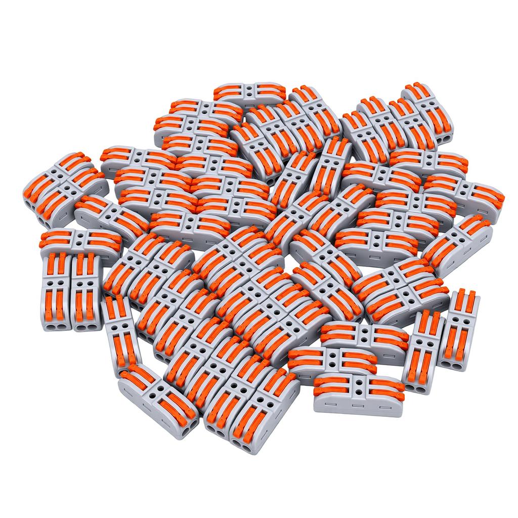 60 Pcs 2 Pin Lever Wire Electrical Connectors Quick Wire Splice Connectors for 28 12 AWG Wires