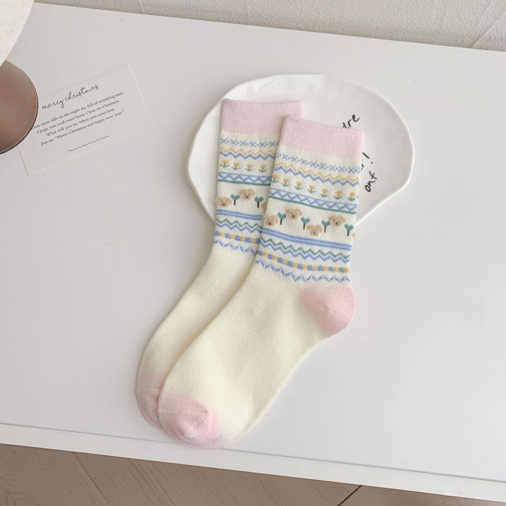 Candy-Colored Socks For Girls, Gentle And Sweet Tube Socks In The Wind, Sweat-Absorbing And Breathable, Simple Commuter Cotton Socks