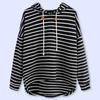Women's Autumn and Winter Plus Size Sweatshirt Striped Loose Hooded Knit Long Sleeve Pullover Jacket