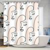 Minimalist Face Shower Curtain Modern Bathroom Decor Set with 12 Hooks for Home Bathing Decoration Peach Pink White