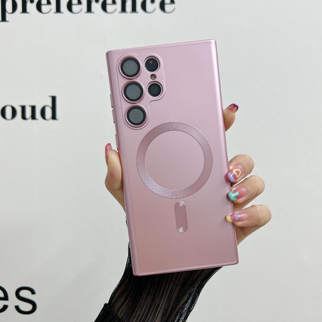Suitable for Samsung S24ultra Mobile Phone Case Comes with Lens Film S21S22S23 Silicone Magnetic Absorbing New Soft Case