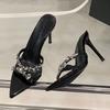 Elegant Pointed Toe Crystal Rhinestone High Heels Modern Slipper Women Sandal Summer Fashion Party Prom Shoe Zapatos Mujer