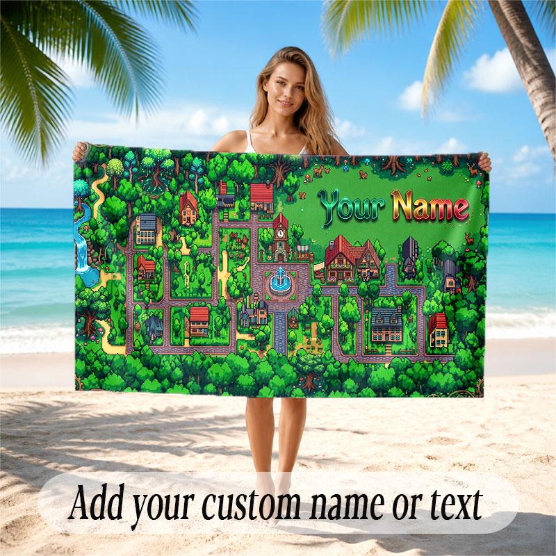Fantasy Magic Theme Soft Beach Towel Personalized Custom Name Text Towel Portable for Beach Pool Travel