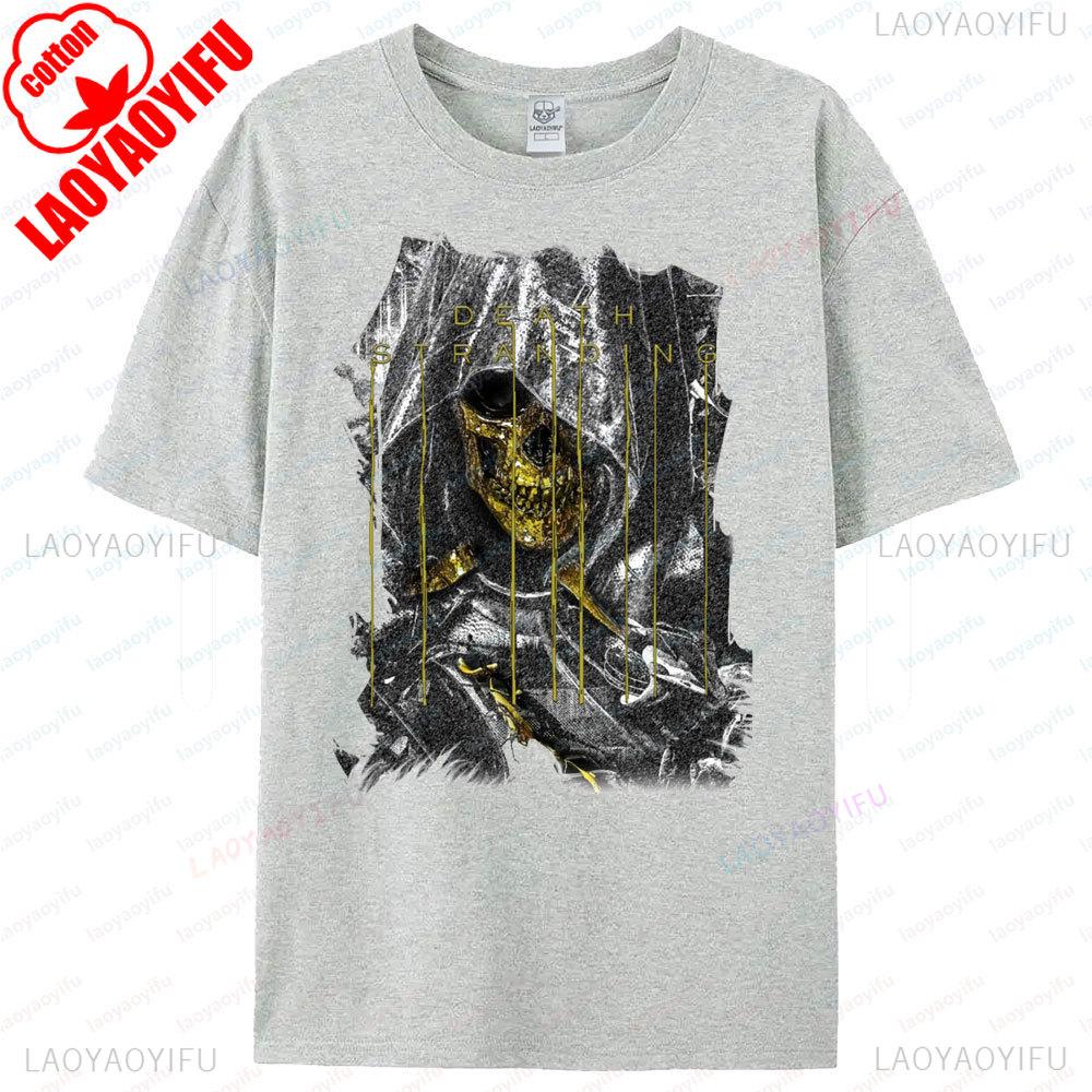 Excellent Horror Exploration Game Death Stranding Tshirt Golden Skull Shirt Latest Trendy Style O-neck Hot Sale Menunisex Tops