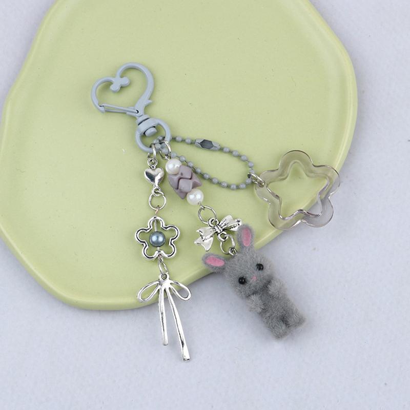 

Кавайный Милый Брелок Кролик Мультяшный Флокированный Животный Подвеска Брелок Изысканные Аксессуары для Украшения Рюкзака Подарки A1