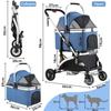 Foldable 3-in-1 Dog Cat Stroller, Pet Stroller with 360° Wheels, Storage Basket, Mesh Window, Cup Holder