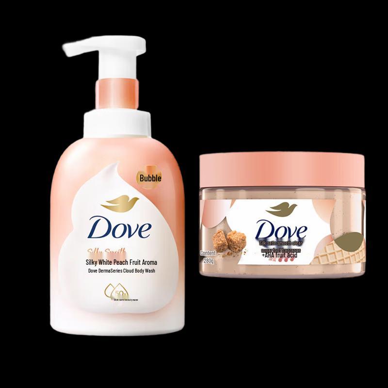 Dove White Peach Bath Foam & Sugar Coconut Scrub Set