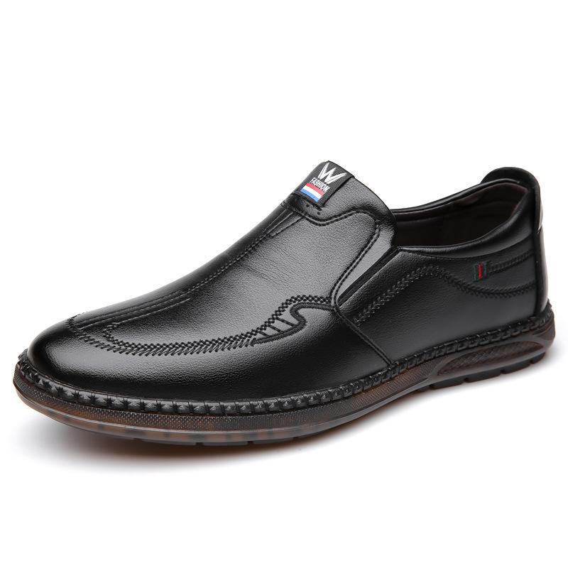Cow tendon sole comfortable men's shoes autumn new soft-soled casual shoes pedal trend versatile non-slip men's leather shoes