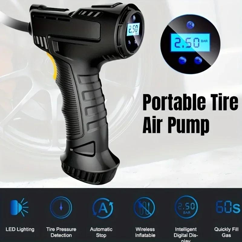 Portable 120W Digital Air Compressor - Wireless/Wired Inflatable Pump for Car, Bicycle & Balls (Tire Inflator)