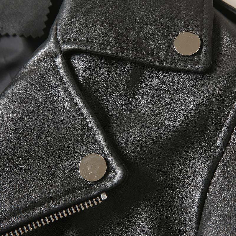 Genuine Leather Jacket Female Celebrity Same Style Jacket Sheepskin Motorcycle Leather Jacket Slim Fit