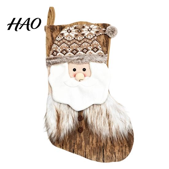 Christmas Scene Setup Decor Large Stockings, Santa Snowman Elk Design Plush Hanging Bag, Xmas Tree Pouches Rustic Plaid Socks for Fireplace