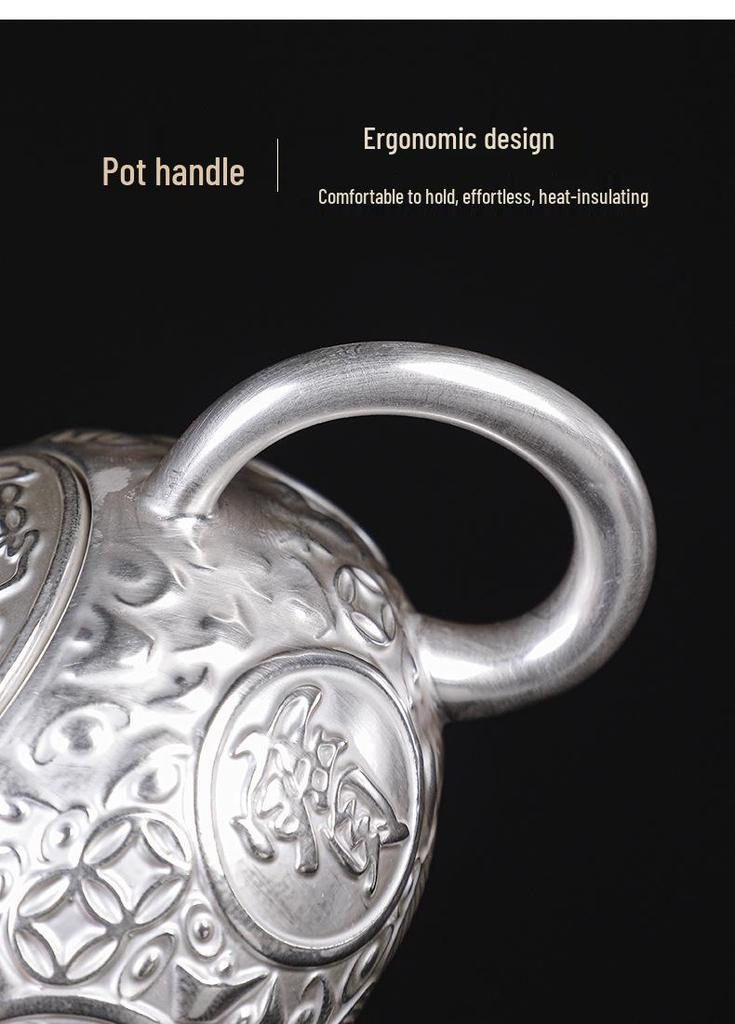 Handcrafted Dunhuang Silver-Plated Tea Set: Portable Kung Fu Gift Box Souvenir