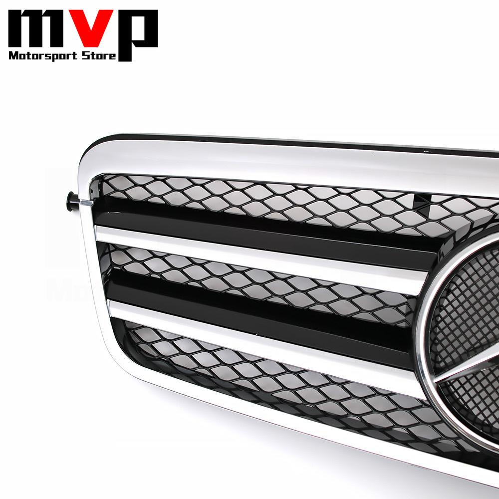 Chrome Black AMG Style Racing Grille With Emblem Logo Badge For Mercedes Benz E-Class W212 2009-13 E200 E250 E300 E350 E500 E550 uuu1