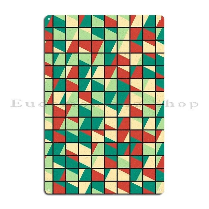 Geometric Pattern Metal Signs Cave Wall Pub Printed Decoration Club Tin Sign Poster 20x30cm（7.8x11.8inch）