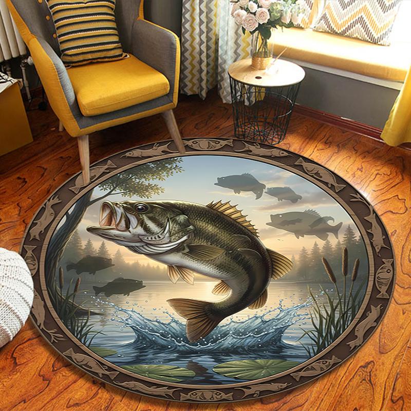 American Bass Round Area Rug,Carpet Rug for Living Room Bedroom Sofa Playroom Decor,Non-slip Floor Mat 80cmx80cm