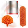 Edelstahl Reinigungsbürsten-Set Verstellbare Stangen zum Staubwischen von Ventilatoren Spinnweben Wänden und Fußleisten Mikrofaser-Pad
