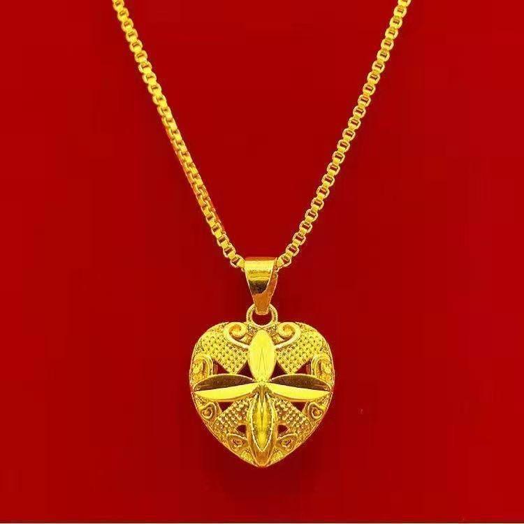 Vietnam Sand Gold Four-Leaf Clover Heart Pendant - Luxury Fashion Jewelry
