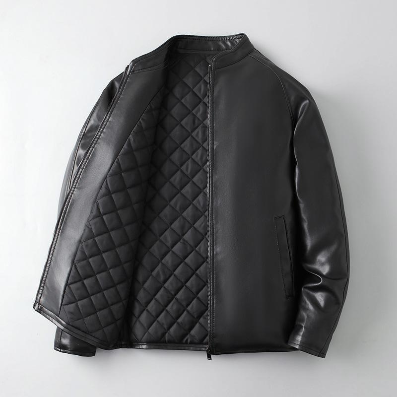 High Street Cycling Suit Herren Herbst und Winter Neue schöne schwarze Stehkragen-Kurzleder-Fliegerjacke