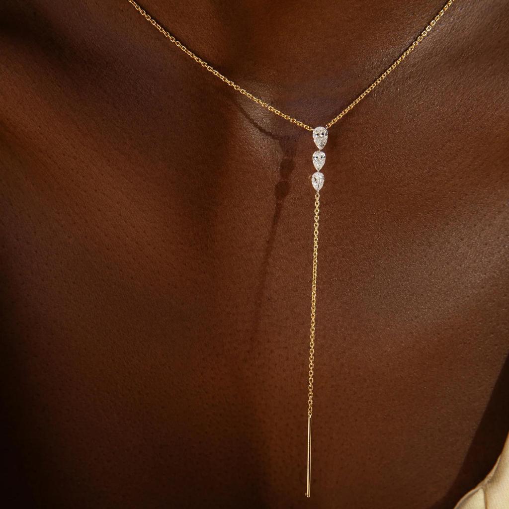 European Retro Gradient Water Drop Rhinestone Pendant Necklace - Elegant Birthday Gift for Girlfriend