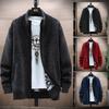 Men's Autumn/Winter Zipper Cardigan: Loose Stand Collar Knit Sweater with Velvet for Extra Warmth