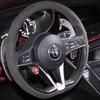 For Alfa Romeo Giulia 2016 2017 2018 Stelvio 2017 Hand Stitched Non-slip Suede Carbon Fibre Car Steering Wheel Cover
