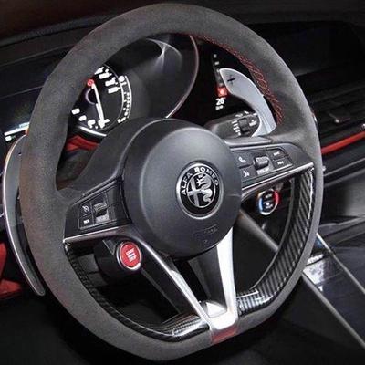 For Alfa Romeo Giulia 2016 2017 2018 Stelvio 2017 Hand Stitched Non-slip Suede Carbon Fibre Car Steering Wheel Cover