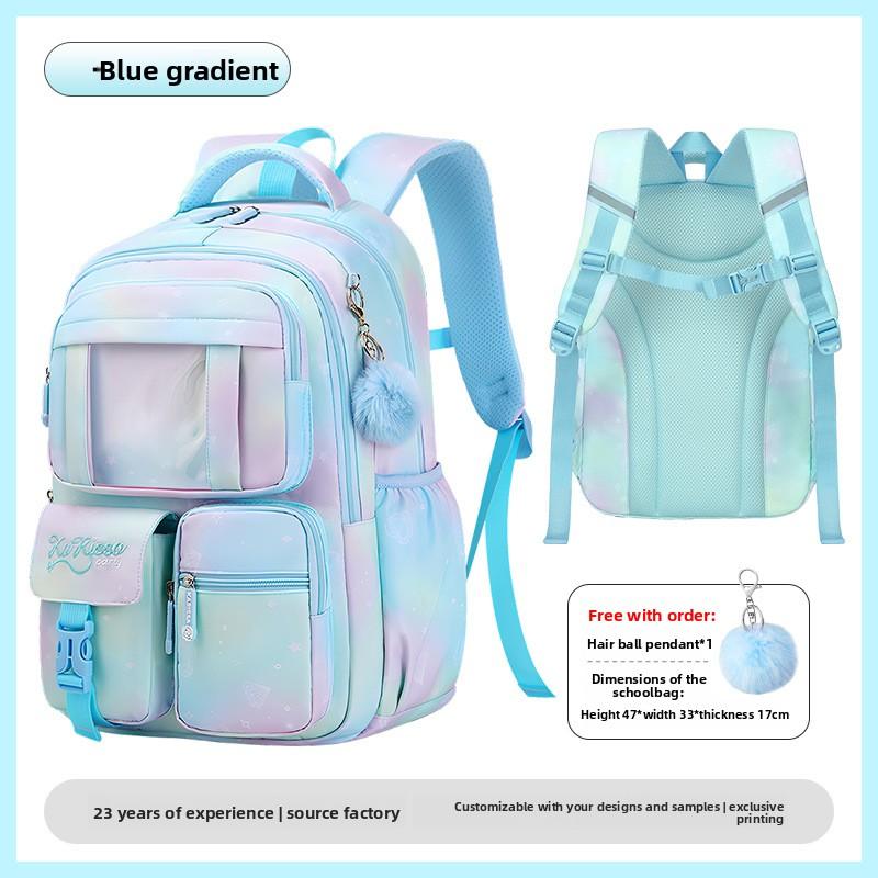 New Pink Princess Primary School Student Backpack, Children's Backpack, Lightweight and Large Capacity Middle School Student Backpack for Girls