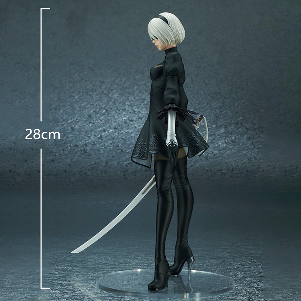 28cm Anime Figure NieR Action 2B Standing Posture Knife Wielding Ornament Worth Collecting Models Handsome Sister Gifts Articulated Poseable Detailed