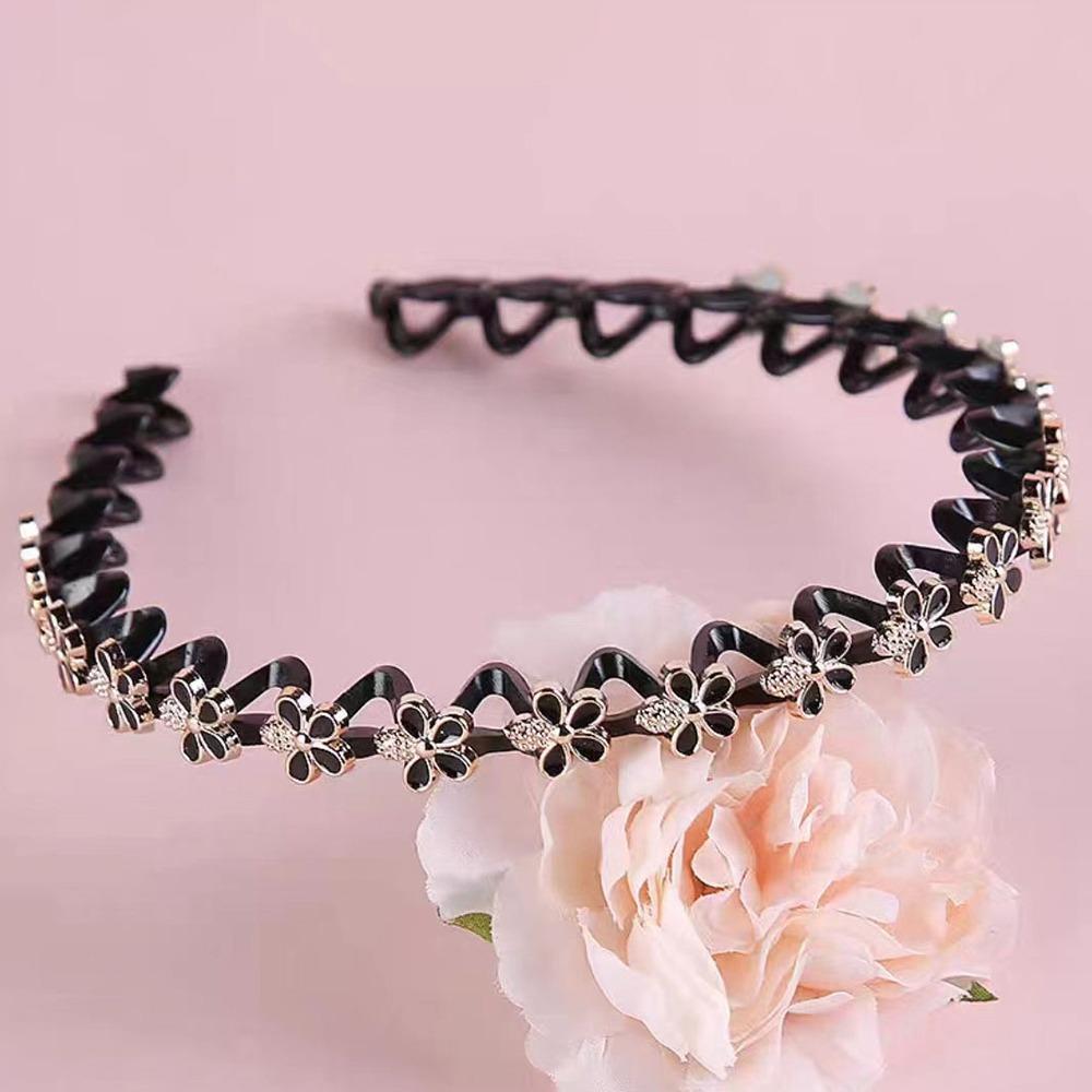 Flower Braided Tools Hairband Pearl Hair Toothed Headband  Hair Styling Accessory