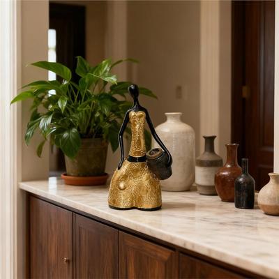Resin Figure Holding Jar Sculptures Home Decor Abstract Modern Female Body For Desktop For Home Living Room